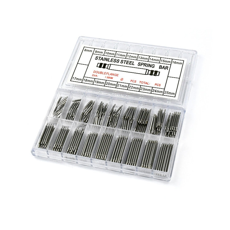 Stainless steel spring bars assortment in transparent plastic case with size markings