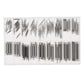 Assorted stainless steel spring bars displayed in clear compartment storage case