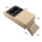 Beige rear seat armrest box with cup holder insert and padded armrest