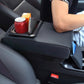 Black rear seat car armrest box with cup holder tray and side storage pocket