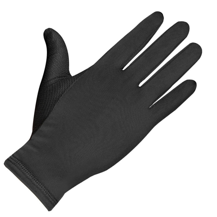 MG1050 cycling glove close-up, black textured palm and knuckle pads, full fingers