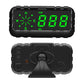 Car HUD speed display with mounting stand; front and back views with green digits on screen