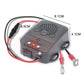 Ultrasonic mouse repeller with red/black power leads and front speaker grille, size marked.