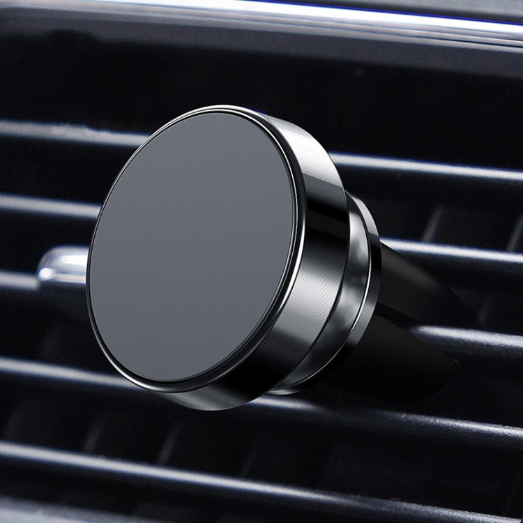 Black car mobile phone navigation bracket with round magnetic face for air vents