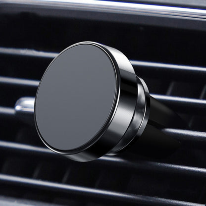 Black car mobile phone navigation bracket with round magnetic face for air vents