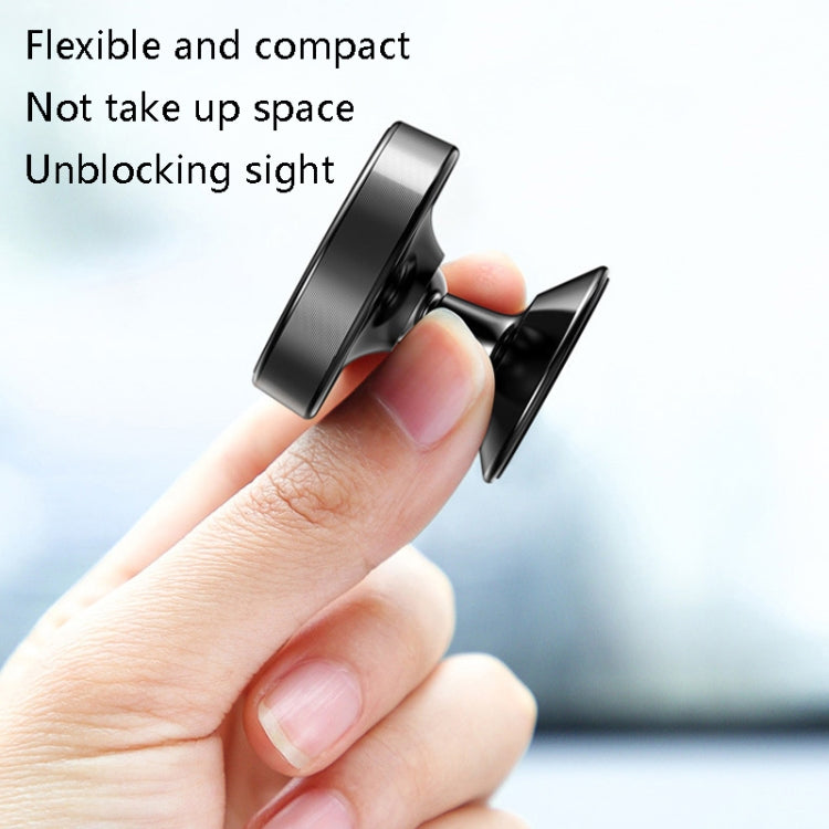 Black compact magnetic car phone holder with foldable curved mounting design