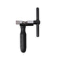 Bike chain tool with black grip handles and metal threaded tension knob