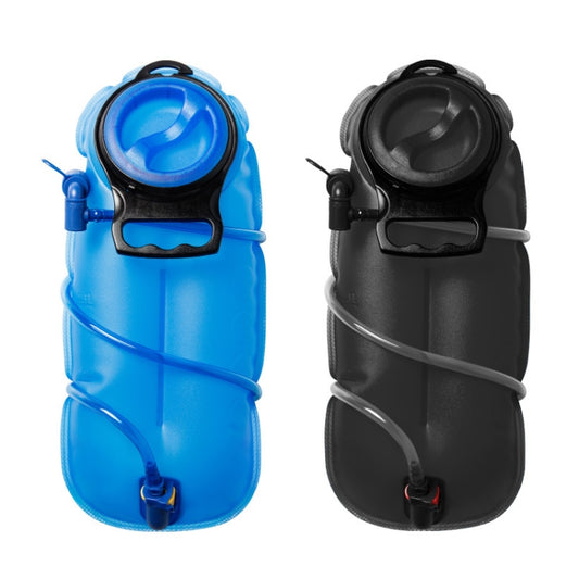 Outdoor water bag in blue and black, with screw caps and side hose spouts