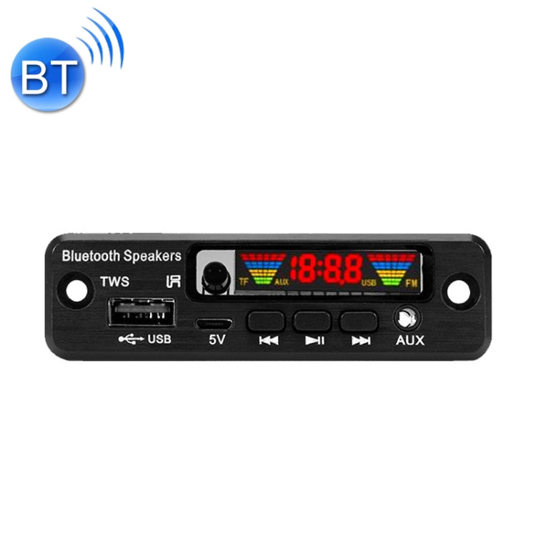 Black Bluetooth audio decoder board module with LED display, USB, AUX, and control buttons