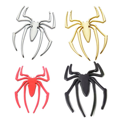 3D metal spider car stickers, 4-piece set with silver, gold, red, and black designs