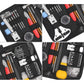 Watch repair tool kit bag interior close-up showing screwdriver set, tweezers, and bits