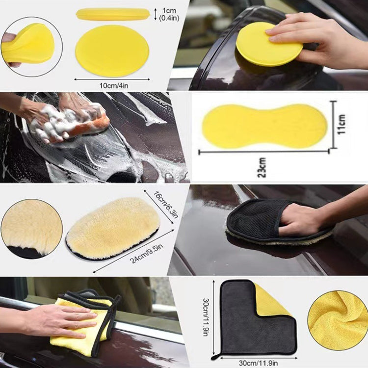 Car cleaning foam pad and microfiber mitts for wiping and polishing vehicle surfaces