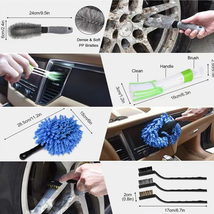 Interior detail brush with blue duster head, plus flexible handle car cleaning brushes