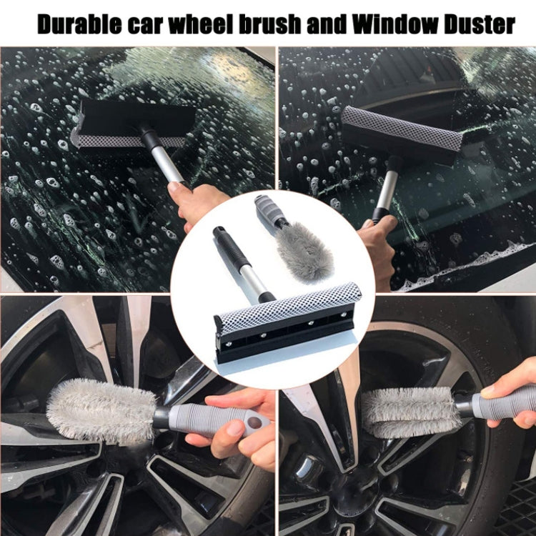 Car wheel brush and window duster with long handles and foam heads