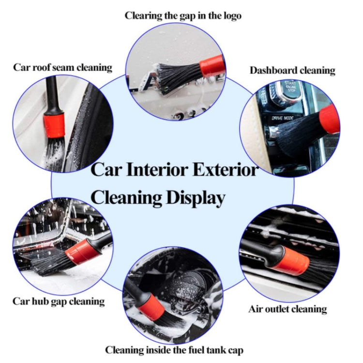 Red-and-black car cleaning brush and duster heads for interior and exterior use