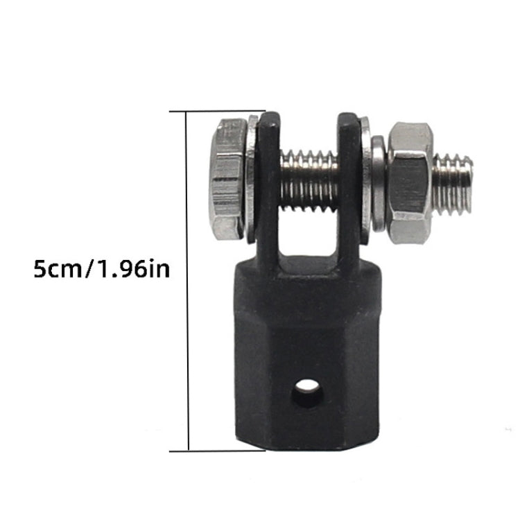 Car jack adapter, 5cm tall, black clamp with threaded screw ends