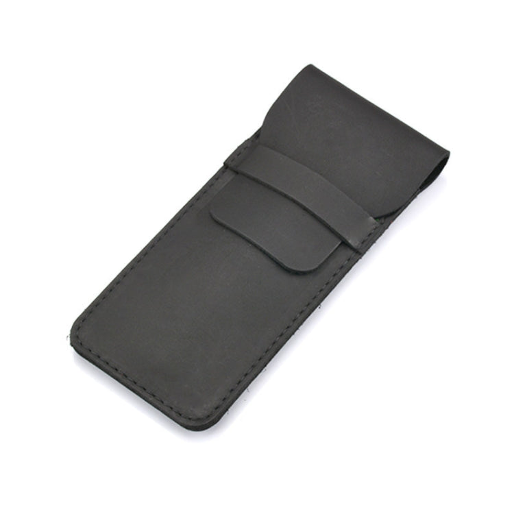 Large black wax pencil case with foldover strap and stitched front pocket