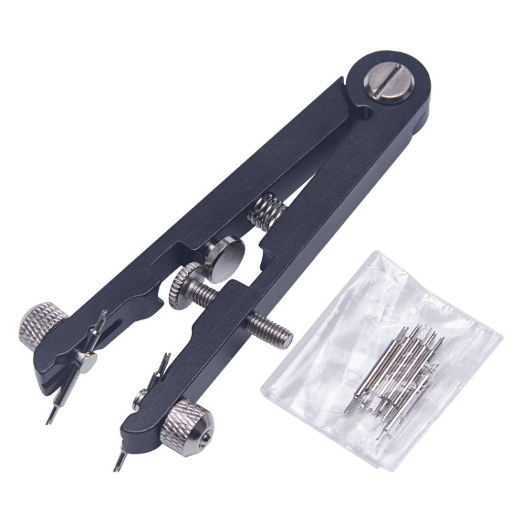 V-shape watch pin removal pliers, black metal tool with included pin set