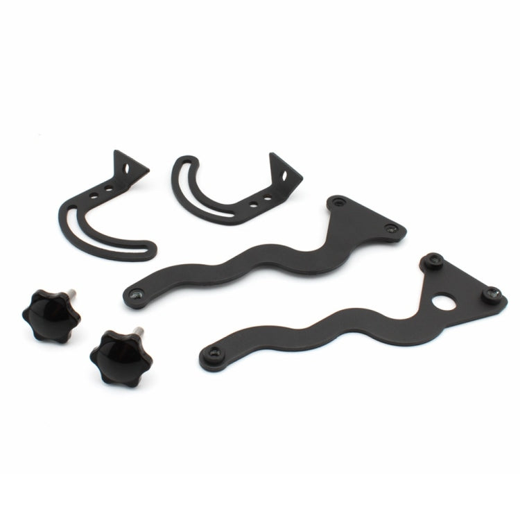 Motorcycle windshield fixing bracket kit, black metal brackets and mounting bolts