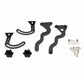 Motorcycle windshield fixing brackets set with black panels, screw bolts, and washers