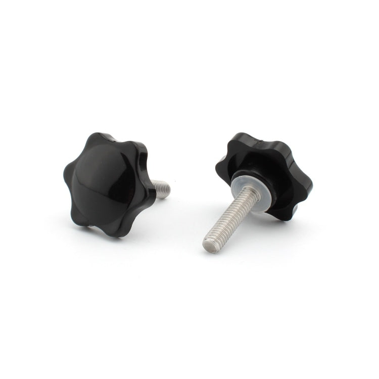 Motorcycle windshield mounting knob and bolt, black plastic and silver threaded hardware