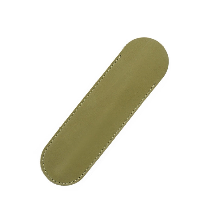 Handmade olive green pen holder pouch, rounded-end single sleeve
