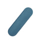 Handmade blue pen holder pouch, close-up of rounded end and stitching