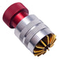 Watch bezel opener tool, red and silver body with gold opening blades