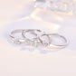 Three-piece silver open rings with four-leaf clover heart crystal accents