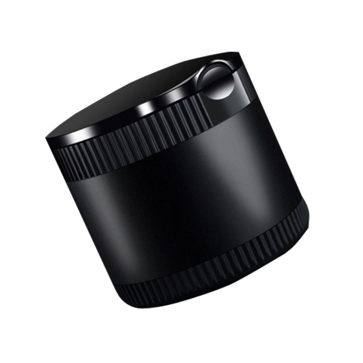 Black car ashtray with LED ambient light, textured side grip and removable lid.