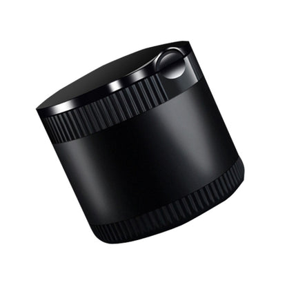 Black car ashtray with LED ambient light, textured side grip and removable lid.