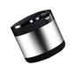 Silver car ashtray with LED ambient light, textured band and raised removable lid.