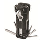 Black multifunction multitool with folded wrench, screwdriver bit, and long hex keys