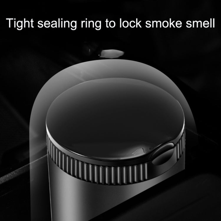 Black LED car ashtray with cover, round sealed top lid with ridged ring