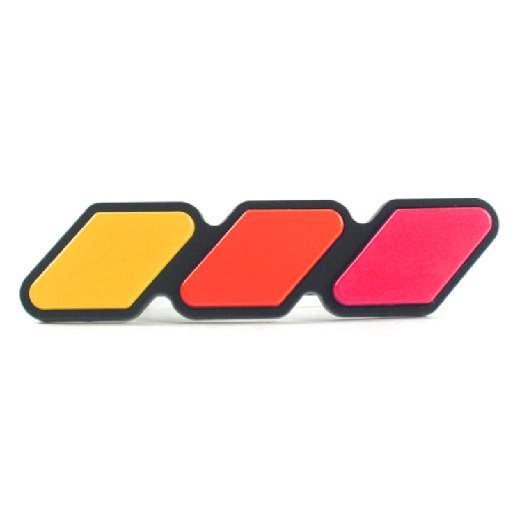Three-piece car decal set with yellow, red, and pink arrow shapes