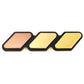 Three-piece car decal set with orange, gold, and yellow glitter arrow shapes