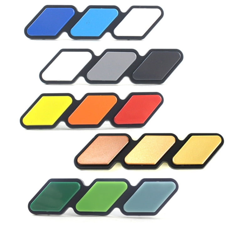 Car decal set with mixed colors: blue, white, gray, yellow, orange, red, green