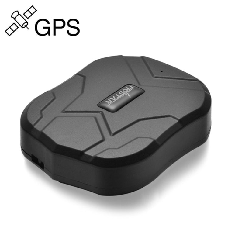 Black GPS tracker device with textured top and centered metal label