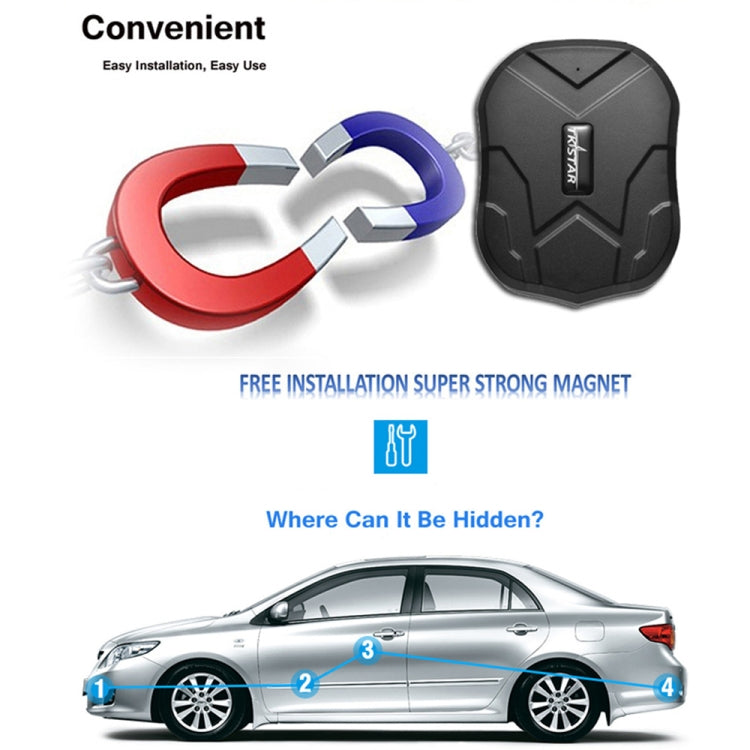 TKSTAR black GPS car tracker with magnet and keyring-style attachment
