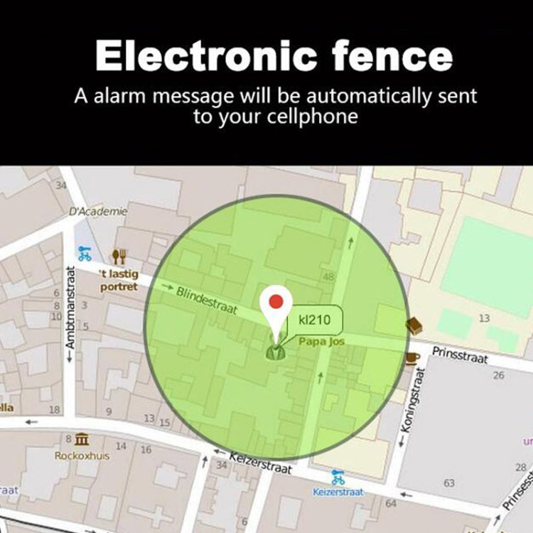 GPS tracker electronic fence map view with alert zone circle