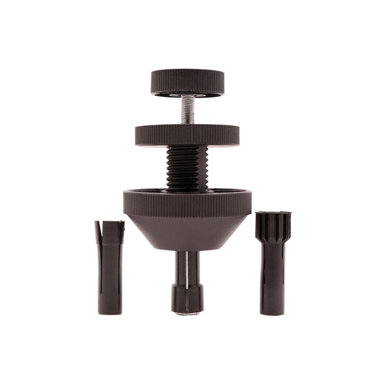 Clutch hole corrector tool with black adjustment cone and three guide rods
