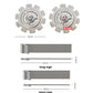 Skewer grill parts with dimensions: round plates, cable ties, long and short rods