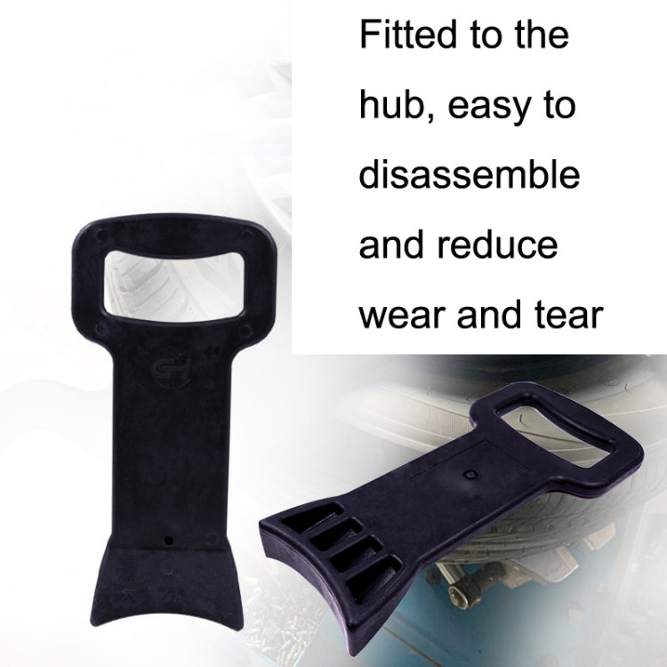 Black tire beading rod with strap-like grip for easier tire bead removal
