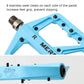 Blue MEROCA mountain bike nylon pedal close-up with stainless steel cleats and axle