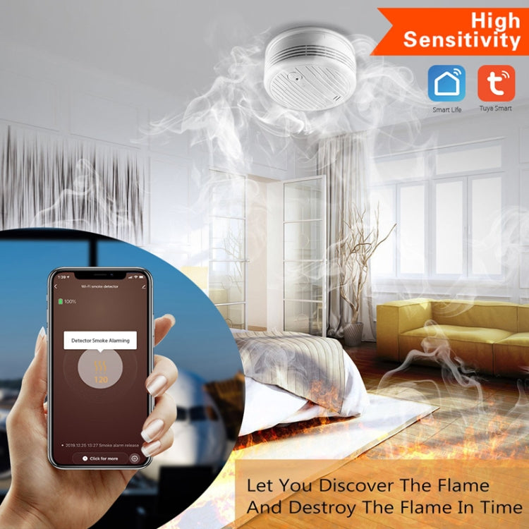 White Wi-Fi smoke alarm ceiling mount with vented dome and small control button