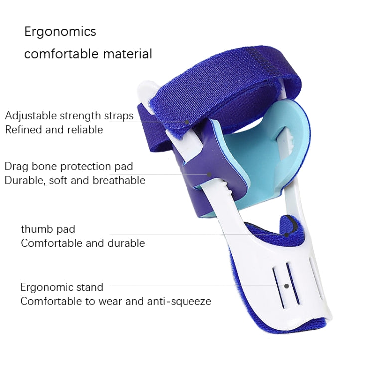 Ergonomic big toe splitter brace with turquoise pad and adjustable blue hook-and-loop straps