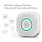 WiFi gas leak detector with green alarm ring, white casing with perforated speaker grille