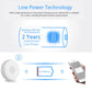 Water level detector with low-power battery life graphic showing 2 years