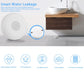 Water level detector with water-leak detection icons and low-battery notification