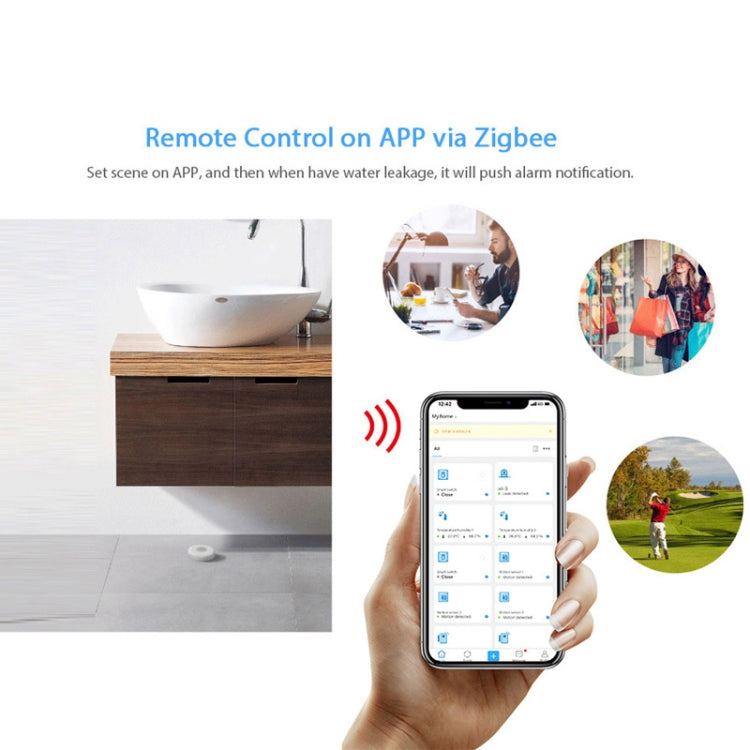 Water level detector with Zigbee remote control app notification icons
